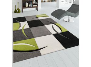 4250857538850 - Paco Home Designer Teppich mit Konturenschnitt Karo Muster Grün Schwarz 300x400 cm