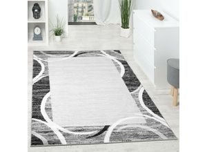 4250857539093 - Wohnzimmer Teppich Designer Bordüre Meliert Grau Schwarz Creme Preishammer 160x220 cm - Paco Home