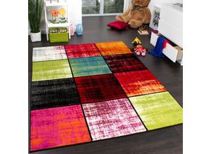 4250857540433 - Teppich Kinderzimmer Karo Kinderteppich Mehrfarbig Meliert Rot Pink Grün Blau 230x320 cm - Paco Home
