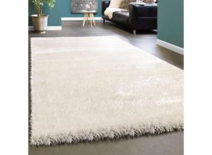 4250857541577 - Hochflor-Teppich Touch 100 Teppiche Gr B L 120 cm x 170 cm 49 mm 1 St weiß Esszimmerteppiche weicher Uni Shaggy mit Glanz Garn Wohnzimmer