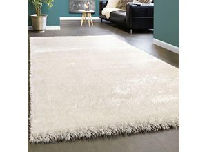 4250857541584 - Hochflor-Teppich Touch 100 Teppiche Gr B L 160 cm x 230 cm 49 mm 1 St weiß Esszimmerteppiche weicher Uni Shaggy mit Glanz Garn Wohnzimmer