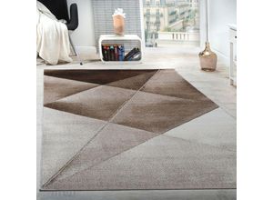 4250857559879 - Paco Home - Designer Teppich Modern Geometrische Muster Kurzflor Braun Beige Weiß Meliert 60x100 cm