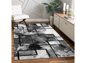 4250857560592 - Designer Teppich Modern Kurzflor Abstrakt Gemälde Optik Schwarz Grau Anthrazit 80x150 cm - Paco Home