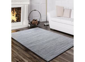 4250857561179 - Teppich Wohnzimmer Modern Glitzergarn Gestreift Linien Kurzflor Meliert Grau 80x150 cm - Paco Home