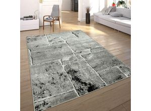 4250857562435 - Designer Teppich Modern Trendig Meliert Steinoptik Mauer Muster Wohnzimmer Grau 200x280 cm - Paco Home