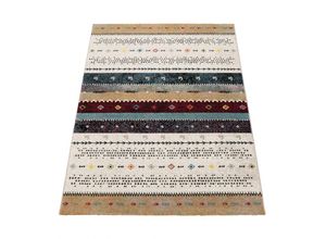 4250857563197 - Designer Teppich Modern Loribaft Nomaden Muster Gabbeh Optik Beige Creme Meliert 80x150 cm - Paco Home