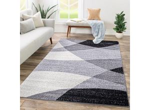 4250857564187 - Paco Home Teppich Wohnzimmer Kurzflor Abstraktes Muster Geometrisches Design Wellen Motiv 120x170 cm Grau 2