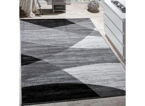 4250857564804 - Teppich Wohnzimmer Kurzflor Abstraktes Muster Geometrisches Design Wellen Motiv 80x250 cm Grau 2 - Paco Home