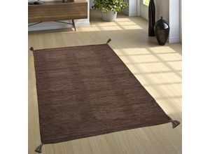 4250857570775 - Designer Teppich Webteppich Kelim Handgewebt 100% Baumwolle Modern Meliert Braun 120x170 cm - Paco Home