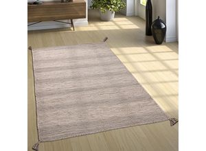 4250857570812 - Designer Teppich Webteppich Kelim Handgewebt 100% Baumwolle Modern Meliert Beige 200x290 cm - Paco Home