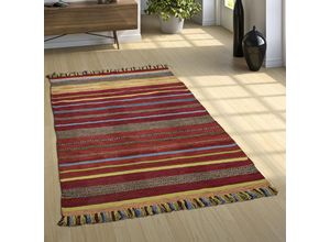 4250857571185 - Paco Home Designer Teppich Webteppich Kelim Handgewebt 100% Baumwolle Modern Gestreift Bunt 80x150 cm