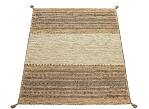 4250857571284 - Teppich Kilim 217 Teppiche Gr B L 240 cm x 340 cm 12 mm 1 St beige Baumwollteppiche handgewebter Wendeteppich reine Baumwolle gestreift Wohnzimmer