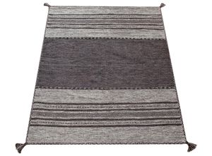 4250857571345 - Teppich Kilim 217 Teppiche Gr B L 240 cm x 340 cm 12 mm 1 St grau Baumwollteppiche handgewebter Wendeteppich reine Baumwolle gestreift Wohnzimmer