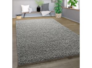 4250857572670 - Shaggy Teppich Hochflor Langflor Hochwertig Hohe Fadendichte Uni Schimmer Grau 140x200 cm - Paco Home