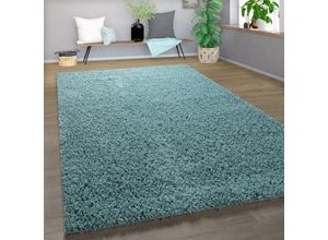 4250857572991 - Teppich Twister 500 Teppiche Gr B L 230 cm x 320 cm 44 mm 1 St blau (türkis) Esszimmerteppiche Uni Hochflor Shaggy mit hoher Fadendichte