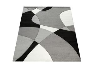 4250857575640 - Designer Teppich Modern Geometrische Muster Konturenschnitt In Schwarz Weiß 120x170 cm - Paco Home