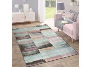 4250857578153 - Designer Teppich Modern Wohnzimmer Farbverlauf Karo Muster Pastell Grün Gelb Lila 120x170 cm - Paco Home