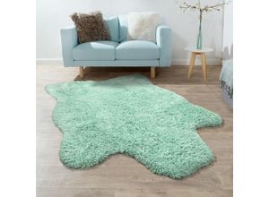 4250857580804 - Fellteppich Kunstfell xxl Imitat Flokati Stil Langflor Teppich Wohnzimmer Grün 80x120 cm - Paco Home