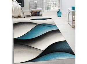 4250857581108 - Paco Home Designer Teppich Modern Abstrakt Wellen Optik Konturenschnitt In Grau Türkis 80x150 cm