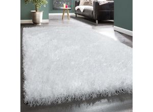 4250857587124 - Hochflor-Teppich Glamour 300 Teppiche Gr B L 160 cm x 230 cm 70 mm 1 St weiß Esszimmerteppiche Uni Farben mit weichem Glanz Garn auch als Läufer erhältlich