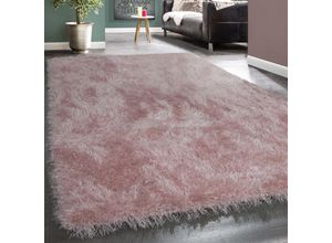 4250857587179 - Hochflor-Teppich Glamour 300 Teppiche Gr B L 120 cm x 170 cm 70 mm 1 St rosa Esszimmerteppiche Uni Farben mit weichem Glanz Garn auch als Läufer erhältlich