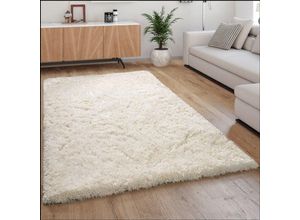 4250857590704 - Hochflor Teppich Kuschelig Modern Shaggy Flokati Stil Gemütlich Uni In Weiß 160x230 cm - Paco Home