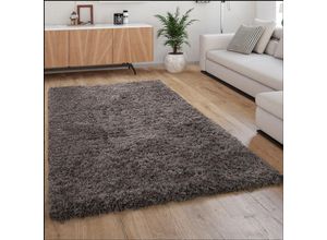 4250857590810 - Hochflor Teppich Kuschelig Modern Shaggy Flokati Stil Gemütlich Uni Anthrazit 120x160 cm - Paco Home