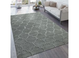 4250857591244 - Designer Teppich Wohnzimmer 3D Effekt Marokkanisches Muster In Grau 120x170 cm - Paco Home