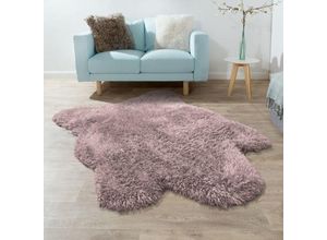 4250857592333 - Fellteppich Kunstfell xxl Imitat Flokati Stil Langflor Teppich Pastell Lila Flieder 133x190 cm - Paco Home