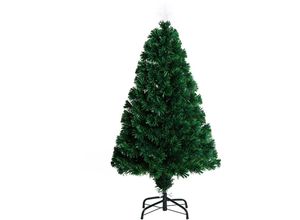 4250871202706 - Homcom - Weihnachtsbaum künstlicher Christbaum Tannenbaum Lichtfaser led Baum mit Metallständer Glasfaser-Farbwechsler grün 120 cm - Grün