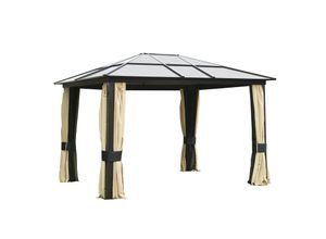 4250871208579 - Gartenzelt mit lichtdurchlässigem Dach schwarzbraun natur 360 x 300 x 265 cm (LxBxH) Luxus Pavillon Gartenpavillon Partyzelt Pavillon