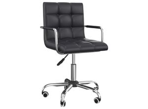 4250871214884 - Bürostuhl mit Rollen schwarz B525 x T54 x H82-94 cm Stuhl Büro Drehstuhl Rollhocker Schwarz Bürostuhl gepolstert