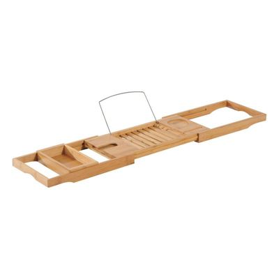 4250871239399 - Badewannenablage Badewannenbrücke Wannenauflage Badewannentablett Ablage Badewanne Bambus Natur (70-105) x 218 x 5 cm - Naturholz