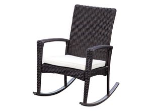 4250871246373 - Schaukelstuhl mit Kissen Polyrattan+Metall Braun 66x88x98cm