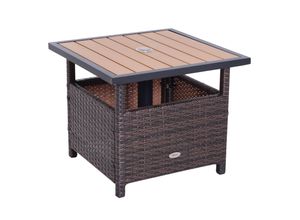 4250871249367 - Polyrattan Gartentisch braun 555 x 555 x 46 cm (LxBxH) Beistelltisch Terrassentisch Rattantisch Balkontisch