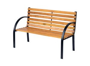 4250871250066 - Gartenbank Sitzbank Parkbank 2-Sitzer Garten Stahl+Kiefernholz Natur B122 x T60 x H80 cm - Naturholz - Outsunny