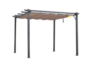 4250871250554 - Pergola Pavillon Terrassenüberdachung mit Schiebedach Garten Alu Kohlegrau+Kaffeebraun 3x3x223 m - Kohlegrau+Kaffeebraun - Outsunny