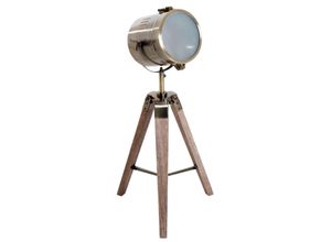 4250871257089 - Tripod-Tischleuchte in Scheinwerfer-Form natur bronze 33 x 33 x 65 cm (LxBxH) Tischlampe Nachttischlampe Tripodlampe Retroleuchte