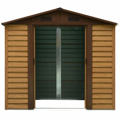 4250871260140 - Geräteschuppen in Holzmaserungsimitat braun 152 x 2357 x 2087 cm (LxBxH) Geräteschrank Schuppen Gerätehaus Gartenhaus