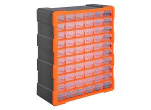 4250871262632 - Kleinteilemagazin mit 60 Fächer orange 38 x 16 x 475 cm (LxBxH) Sortierkasten Box für Kleinteile Aufbewahrungsbox