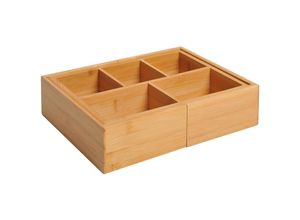 4250871263226 - Ausziehbarer Organizer mit 5 bis 7 Fächer natur (246-41) x 176 x 7 cm (LxBxH) Schubladenorganizer Aufbewahrungsbox Organisation