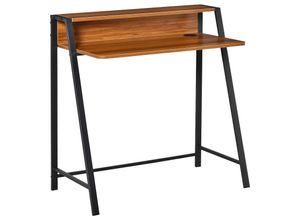 4250871263936 - Homcom - Schreibtisch Computertisch Bürotisch Arbeitstisch mit Ablagefach Kabeldurchlass Metall Walnuss+Schwarz 84 x 45 x 85 cm - Walnuss+Schwarz