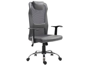 4250871264933 - Bürostuhl Drehstuhl höhenverstellbar Chefsessel Schreibtischstuhl ergonomisch Kunstleder Grau 66 x 73 x 108-118 cm - Grau - Vinsetto