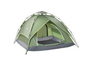 4250871267453 - Quick-Up-Zelt für 2 Personen + 1 Kind dunkelgrün 210 x 210 x 140 cm (LxBxH) Outdoorzelt Doppelzelt Familienzelt Campingzelt