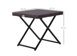 4250871268764 - Polyrattan Gartentisch klappbar braun 40 x 40 x 40 cm (LxBxH) Balkontisch Beistelltisch Gartenmöbel Campingtisch