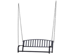 4250871269921 - Schaukelbank als 2-Sitzer schwarz 128 x 63 x 47 cm (BxTxH) Hängebank Gartenschaukel Metall-Hängebank Garten