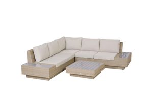 4250871272945 - 4-tlg Luxus Polyrattan Gartengarnitur Gartenmöbel inkl Ablagen und Beistelltisch Sitzkiss