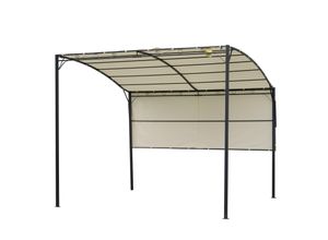 4250871273546 - Pavillon mit klappbarem Seitendach cremeweiß schwarz 300 x 250 x (200-250) cm (LxBxH) Gartenzelt Partyzelt Festzelt Gartenpavillon