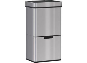 4250871279920 - Mülleimer Abfalleimer mit Sensor 72 l Mülltrennsystem 3 Fächer Edelstahl Silber 42 x 30 x 81 cm - Silber - Homcom