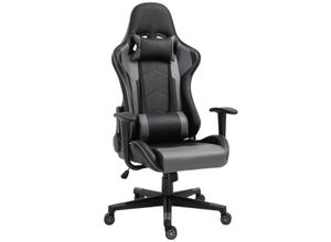 4250871287697 - Gamingstuhl ergonomisch schwarz 53 x 52 x 126-136 cm (BxTxH) Schreibtischstuhl Chefsessel Bürostuhl Drehsessel